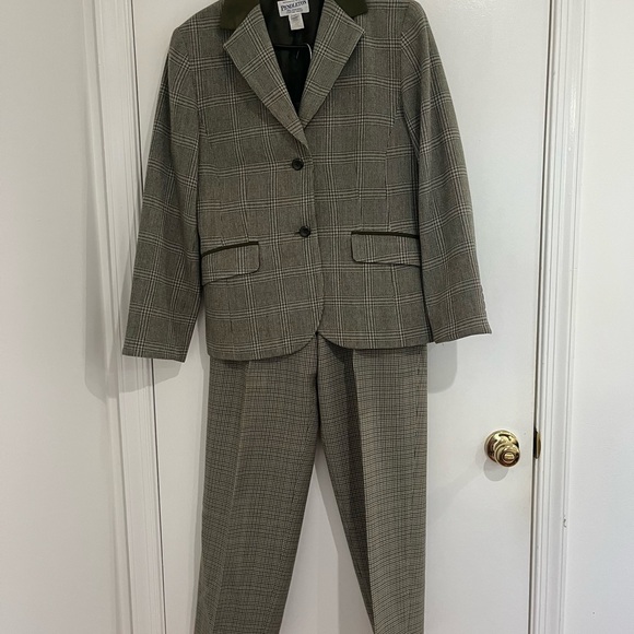 VTG Pendleton Womens Blazer Jacket/Pants Green/Beige 100% Virgin Wool Sz 12 Suit - Picture 1 of 11